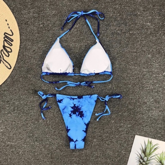 Blue Tie Dye Triangle Bikini - Picture 6 of 8